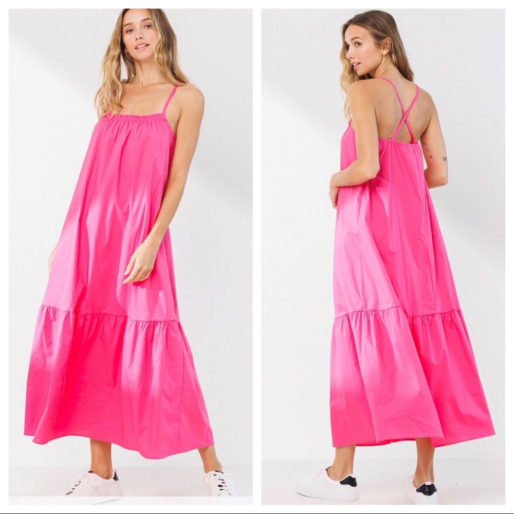 This years Favorite Color! Sleeveless Ruffle Front Tier Maxi Dress - Picture 3 of 4